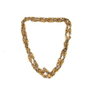 CÉLINE Gold Chainlink Long C Triomphe Logo Necklace Stackable Paris Vintage